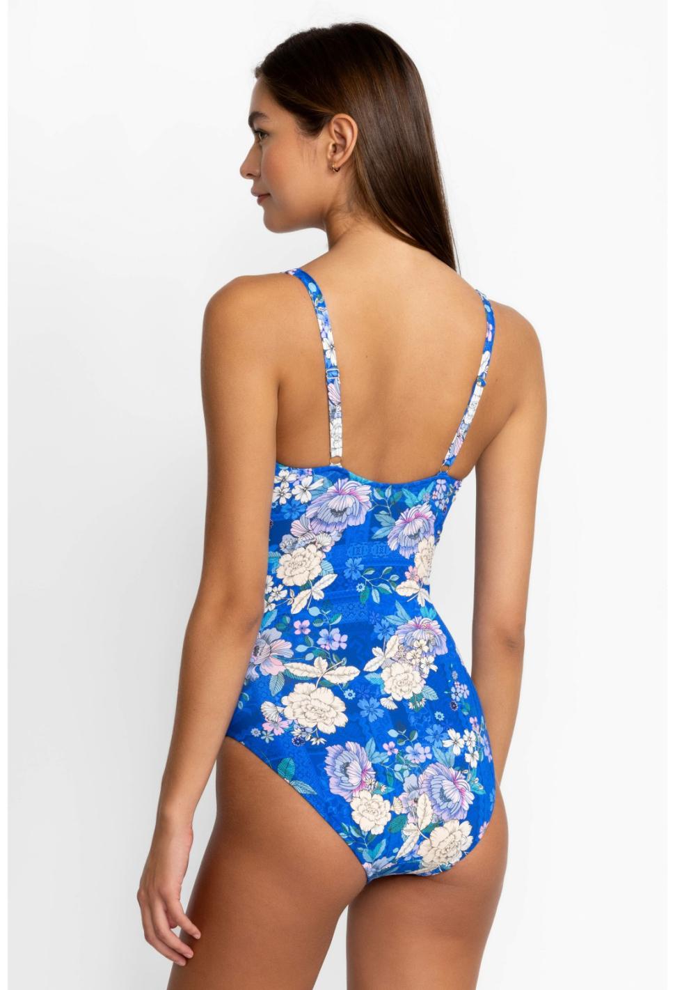 Women Swim &amp; Resort | Johnny Was Blue Dove Ruched One Piece Blue Dove