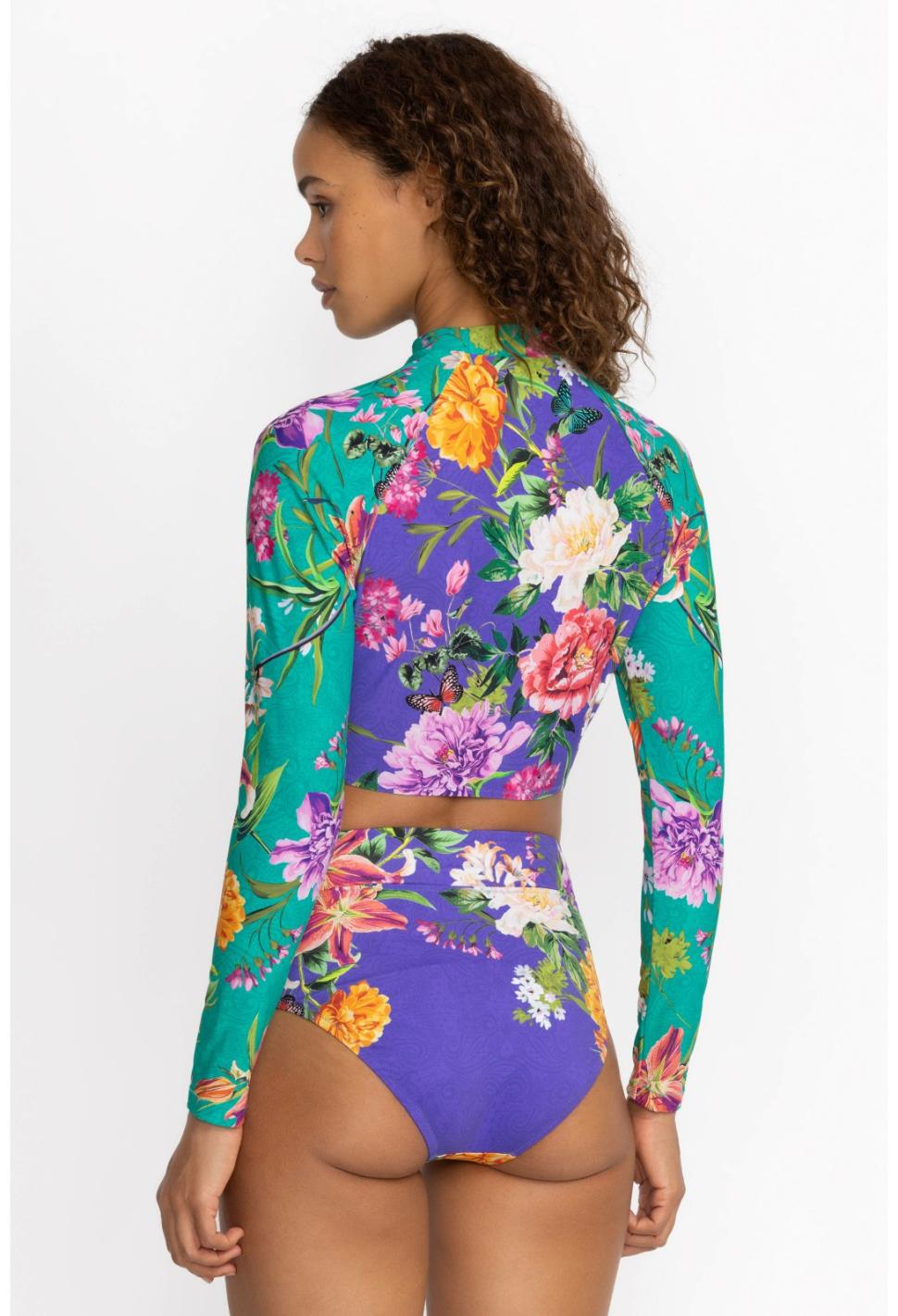 Women Swim &amp; Resort | Johnny Was Peacock Goza Cut-Out Crop Surf Shirt Peacock Goza
