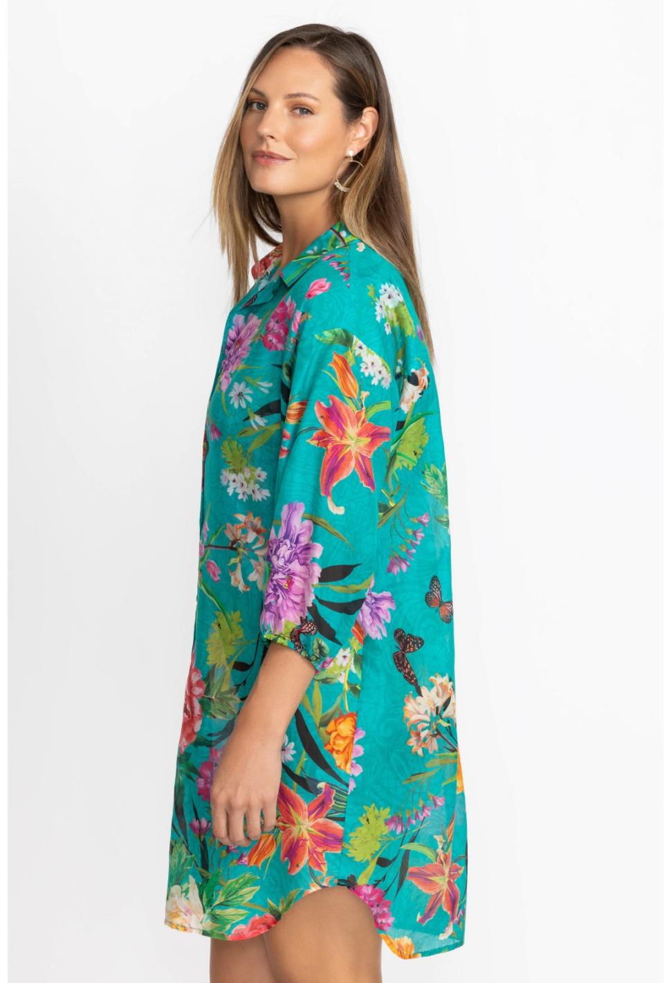 Women Swim &amp; Resort | Johnny Was Peacock Goza Shirt Dress Peacock Goza