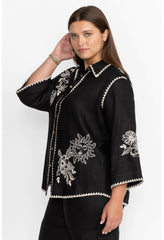 Women Tops | Johnny Was Addison Kimono Sleeve Shirt Black