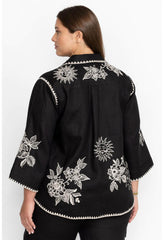 Women Tops | Johnny Was Addison Kimono Sleeve Shirt Black