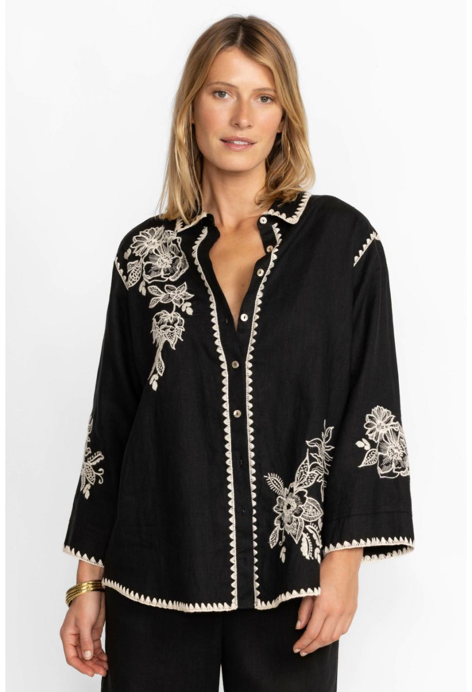 Women Tops | Johnny Was Addison Kimono Sleeve Shirt White