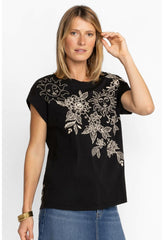 Women Tops | Johnny Was Addison Relaxed Tee Black
