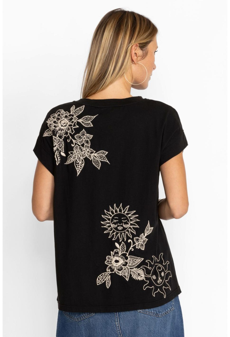 Women Tops | Johnny Was Addison Relaxed Tee Black