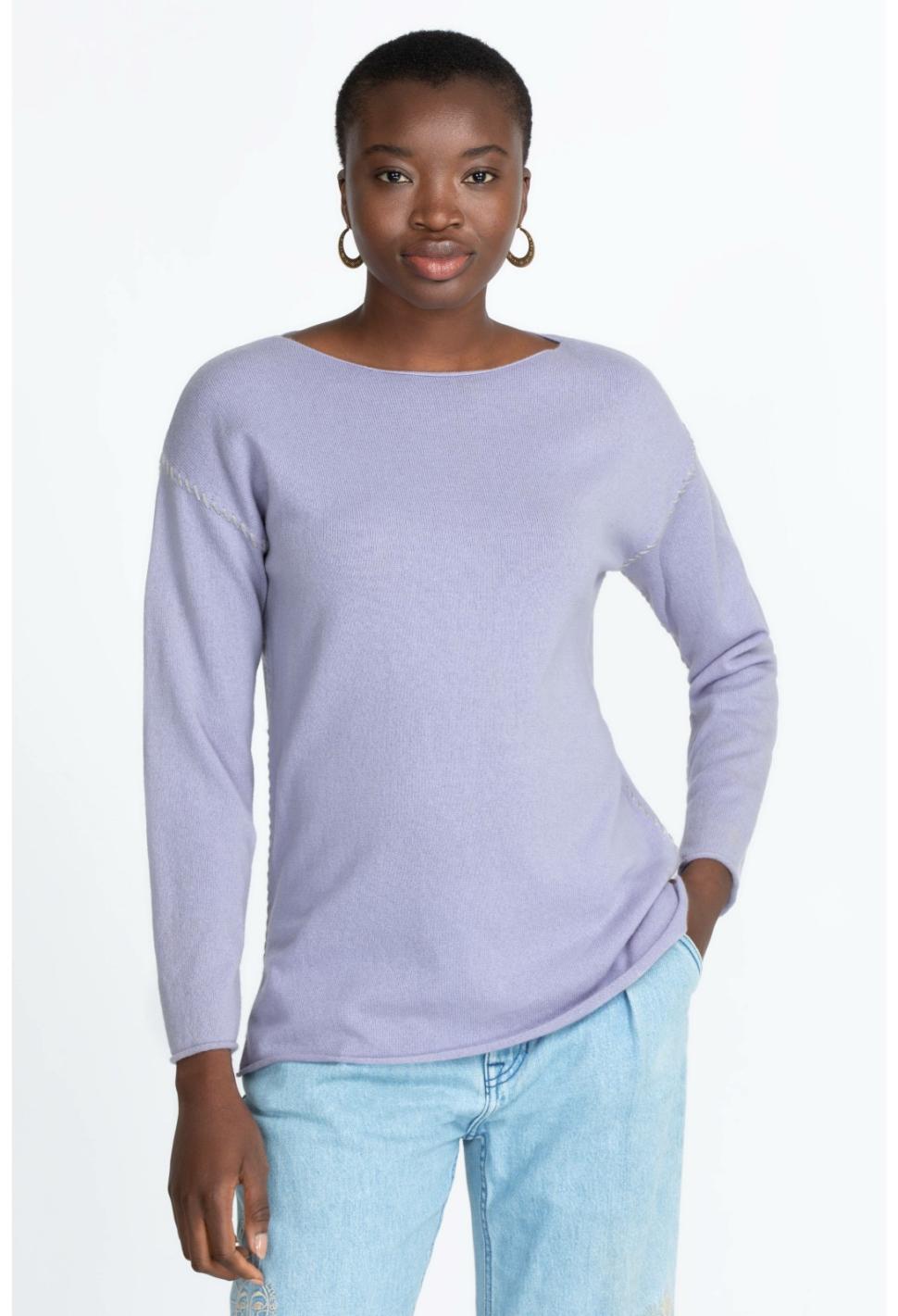 Women Tops | Johnny Was Amber Stitched Pullover Lilac
