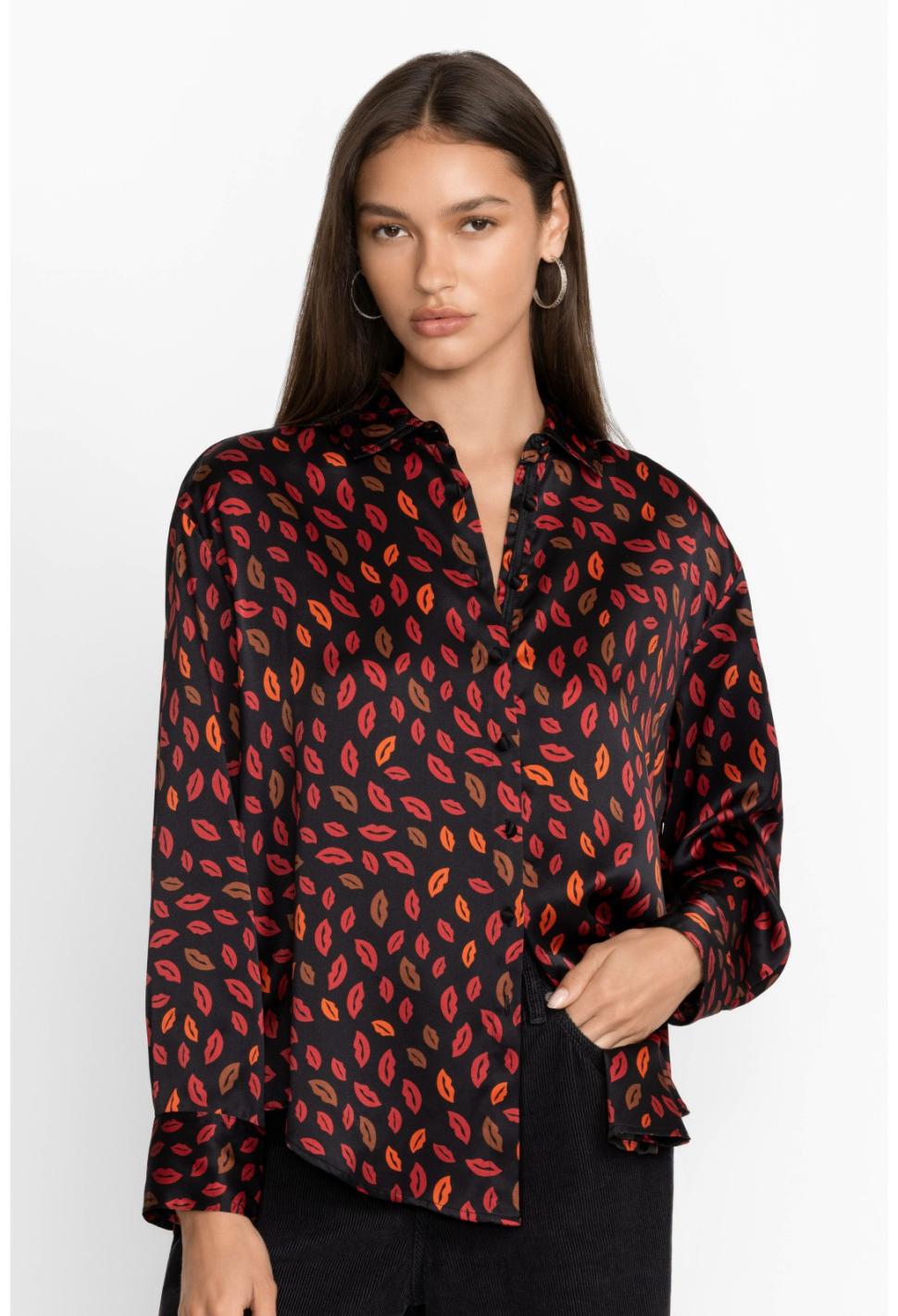 Women Tops | Johnny Was Amora Boxy Charmeuse Shirt Amora