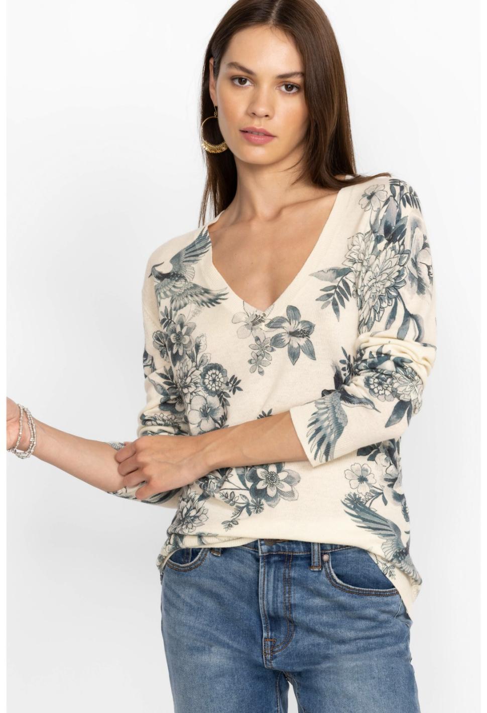 Women Tops | Johnny Was Anahi Printed Pullover Ivory