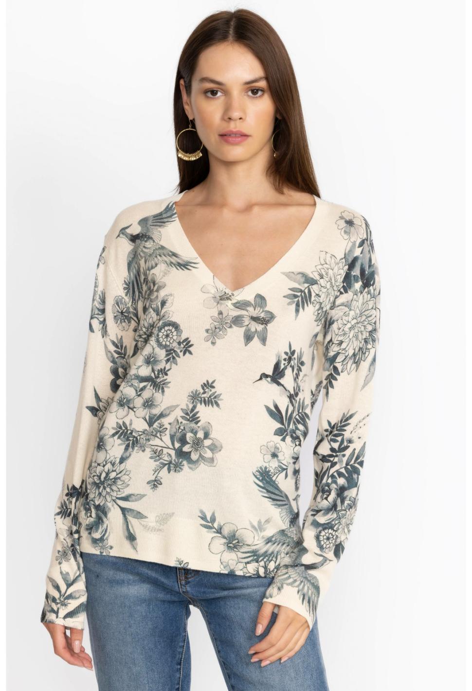 Women Tops | Johnny Was Anahi Printed Pullover Ivory