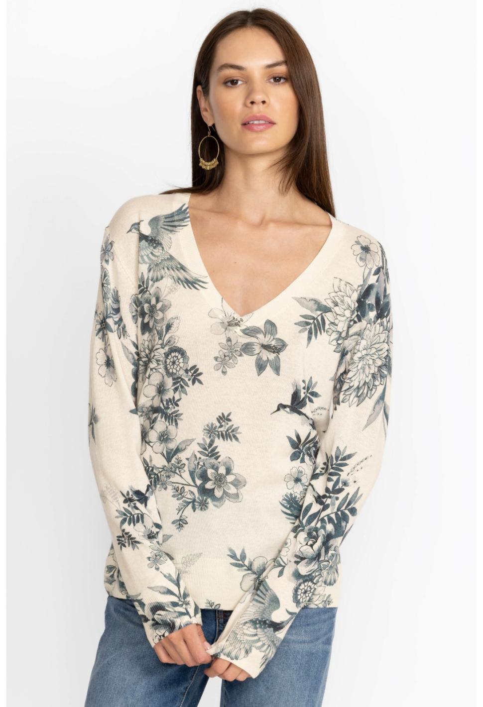 Women Tops | Johnny Was Anahi Printed Pullover Ivory