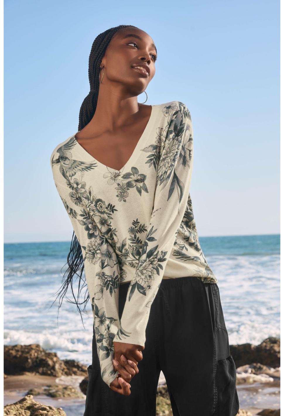Women Tops | Johnny Was Anahi Printed Pullover Ivory