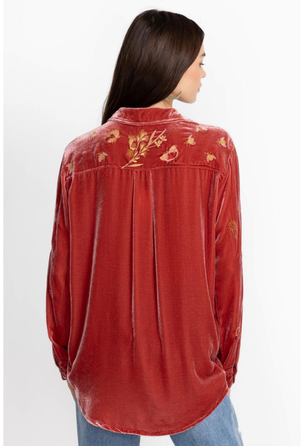 Women Tops | Johnny Was Aria Oversized Shirt Garnet Rose