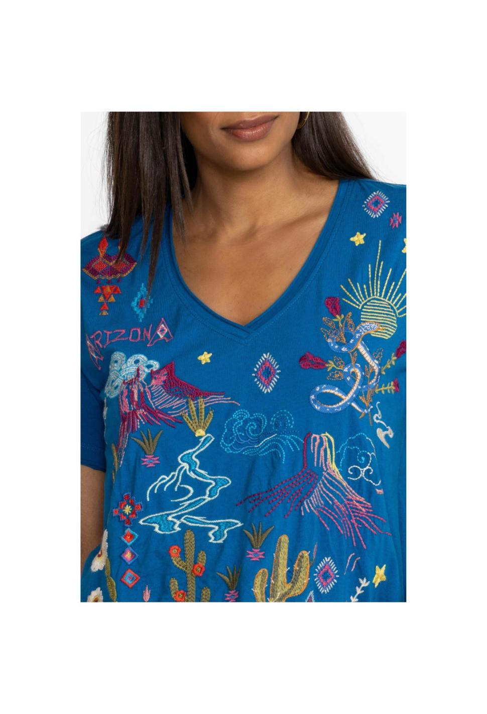 Women Tops | Johnny Was Arizona Everyday Tee Mykonos Blue