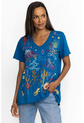Women Tops | Johnny Was Arizona Everyday Tee Mykonos Blue