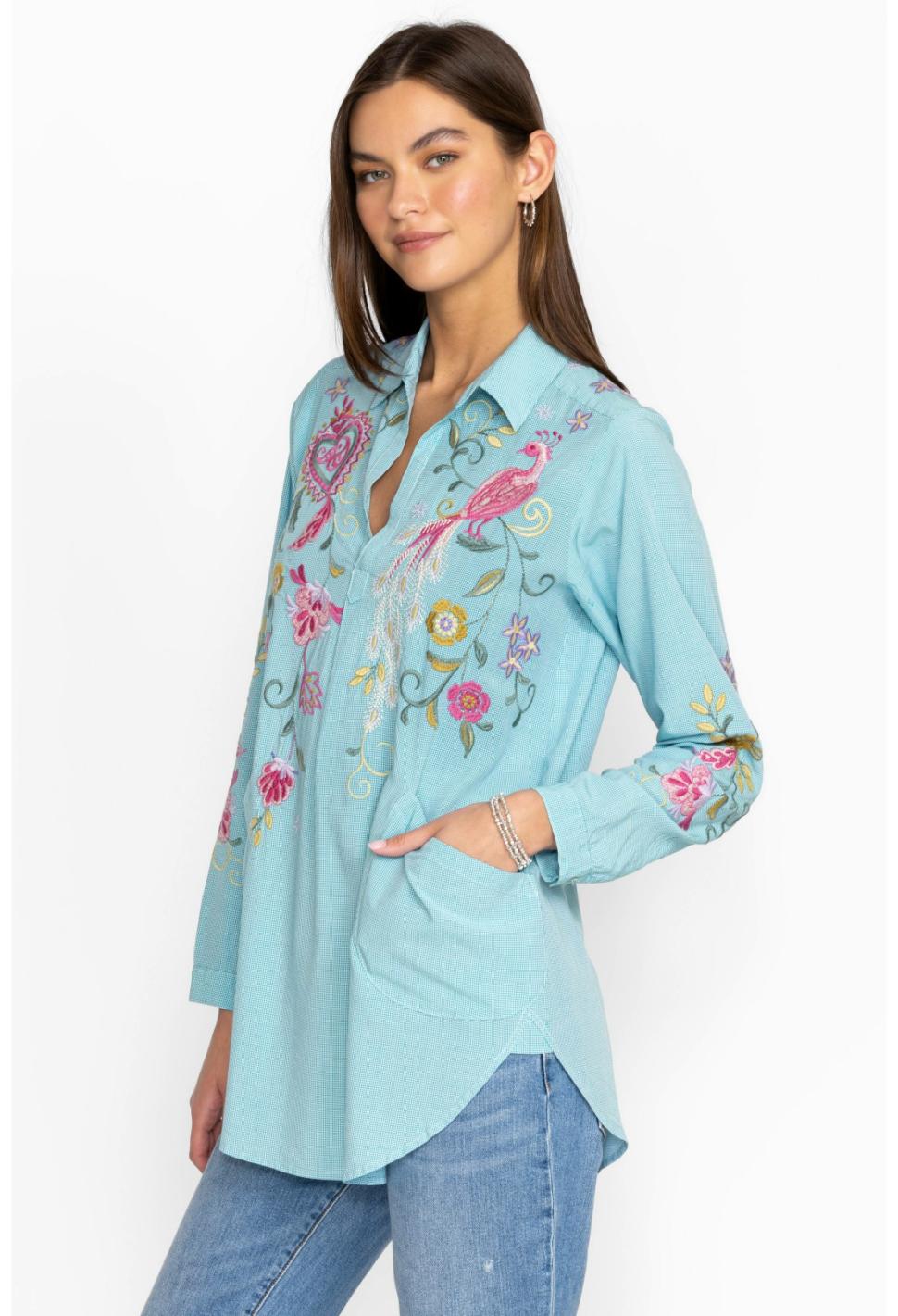 Women Tops | Johnny Was Ashlee Henley Popover Tunic Plaid