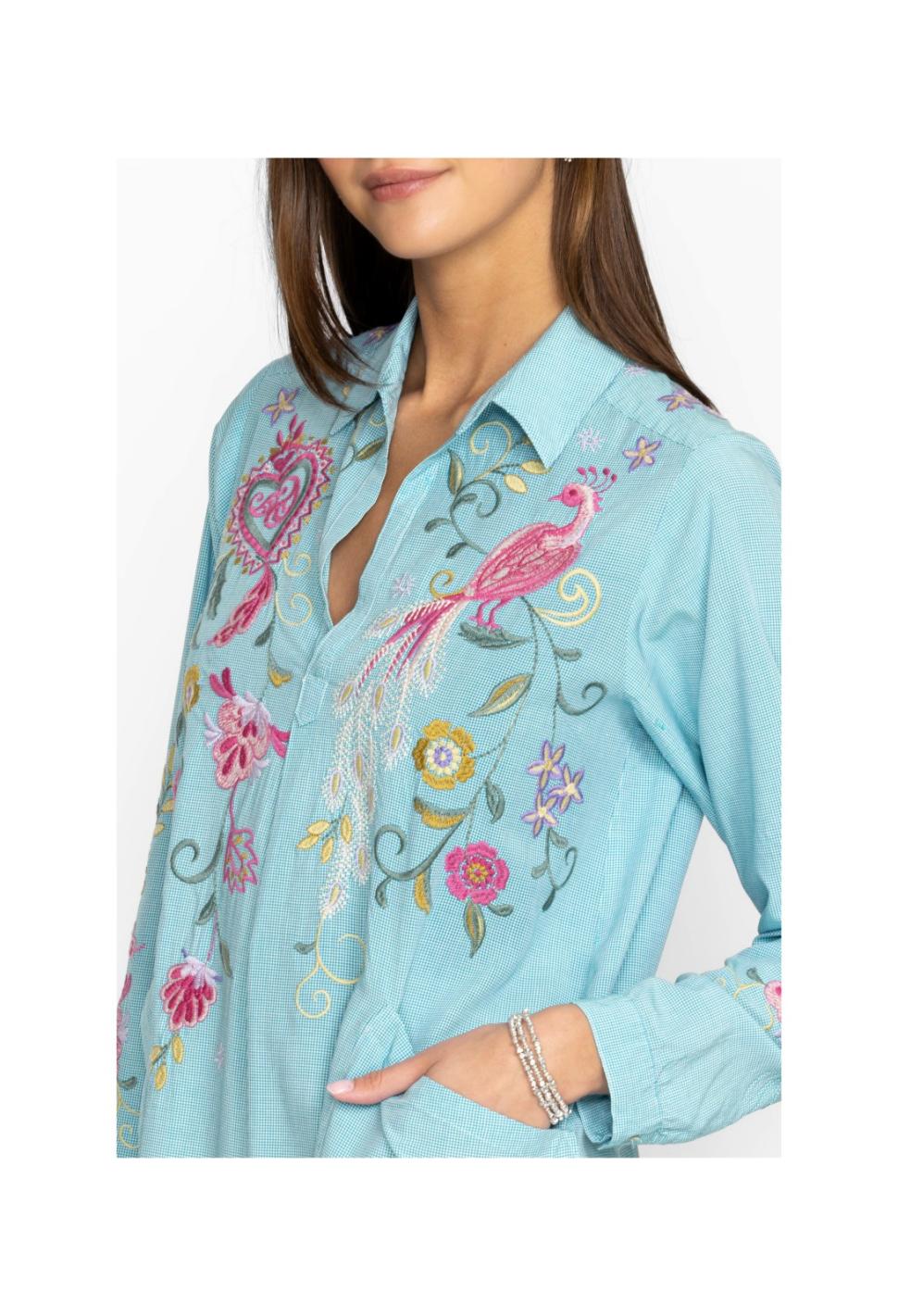 Women Tops | Johnny Was Ashlee Henley Popover Tunic Plaid