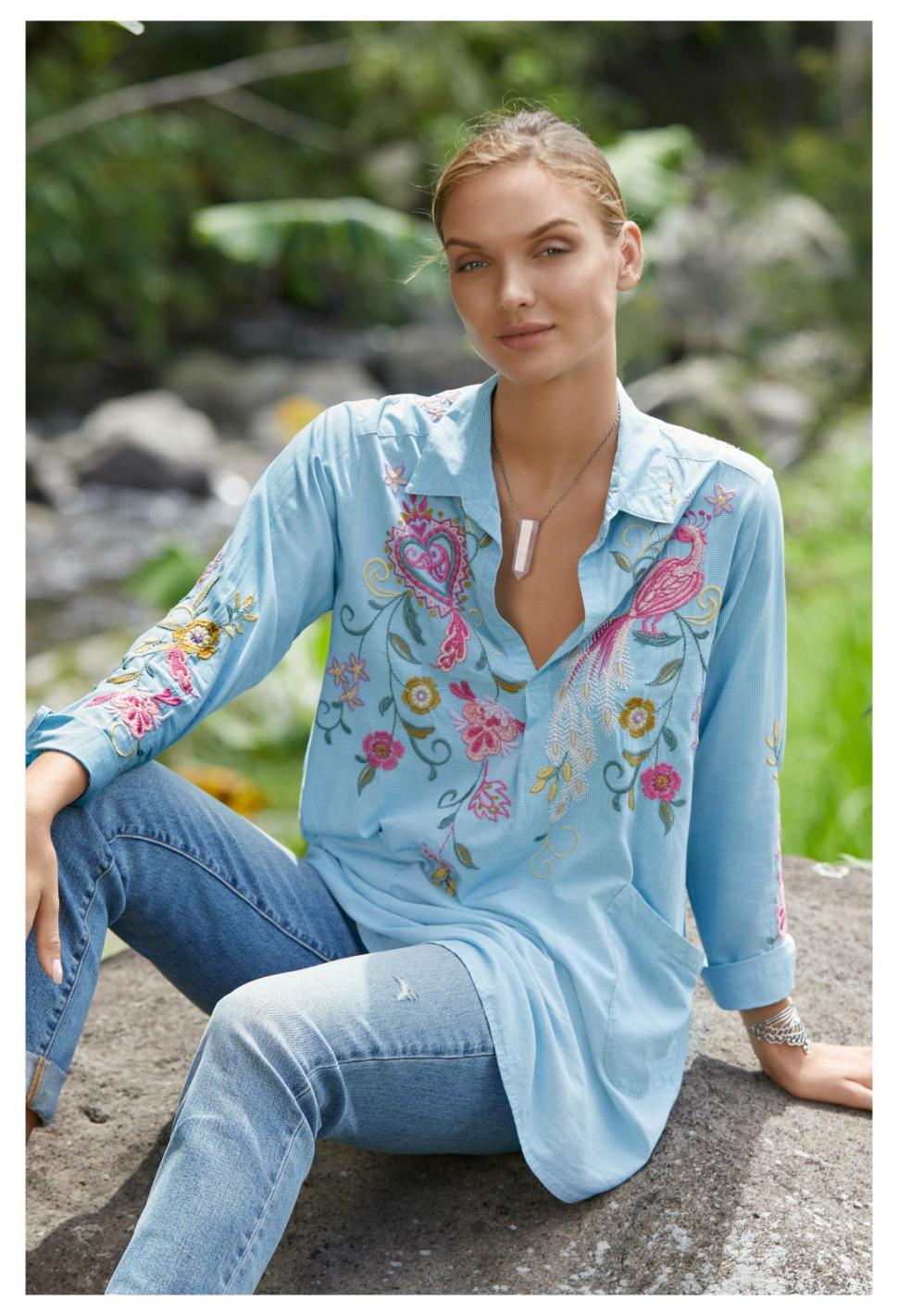 Women Tops | Johnny Was Ashlee Henley Popover Tunic Plaid