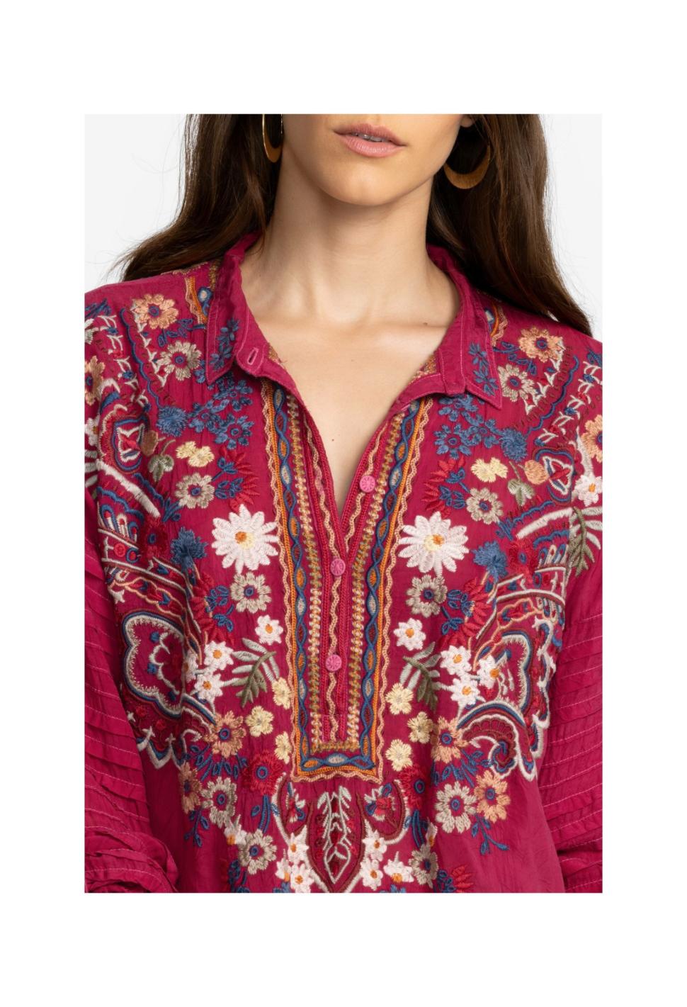 Women Tops | Johnny Was Aubrette Blouse Rumba Red