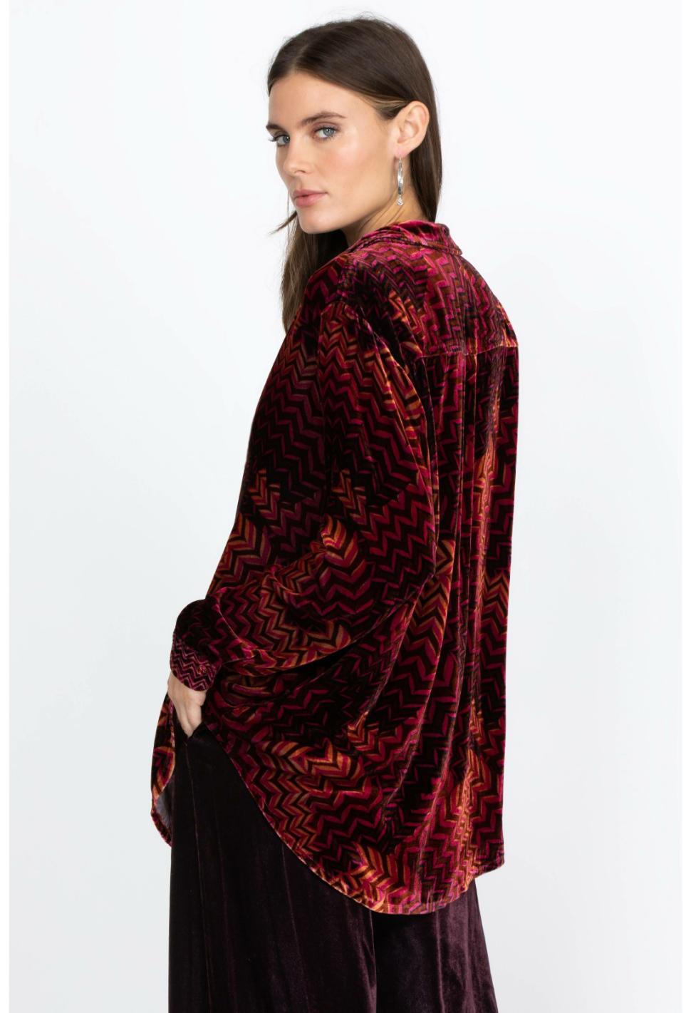 Women Tops | Johnny Was Belle Velvet Oversized Shirt Belle