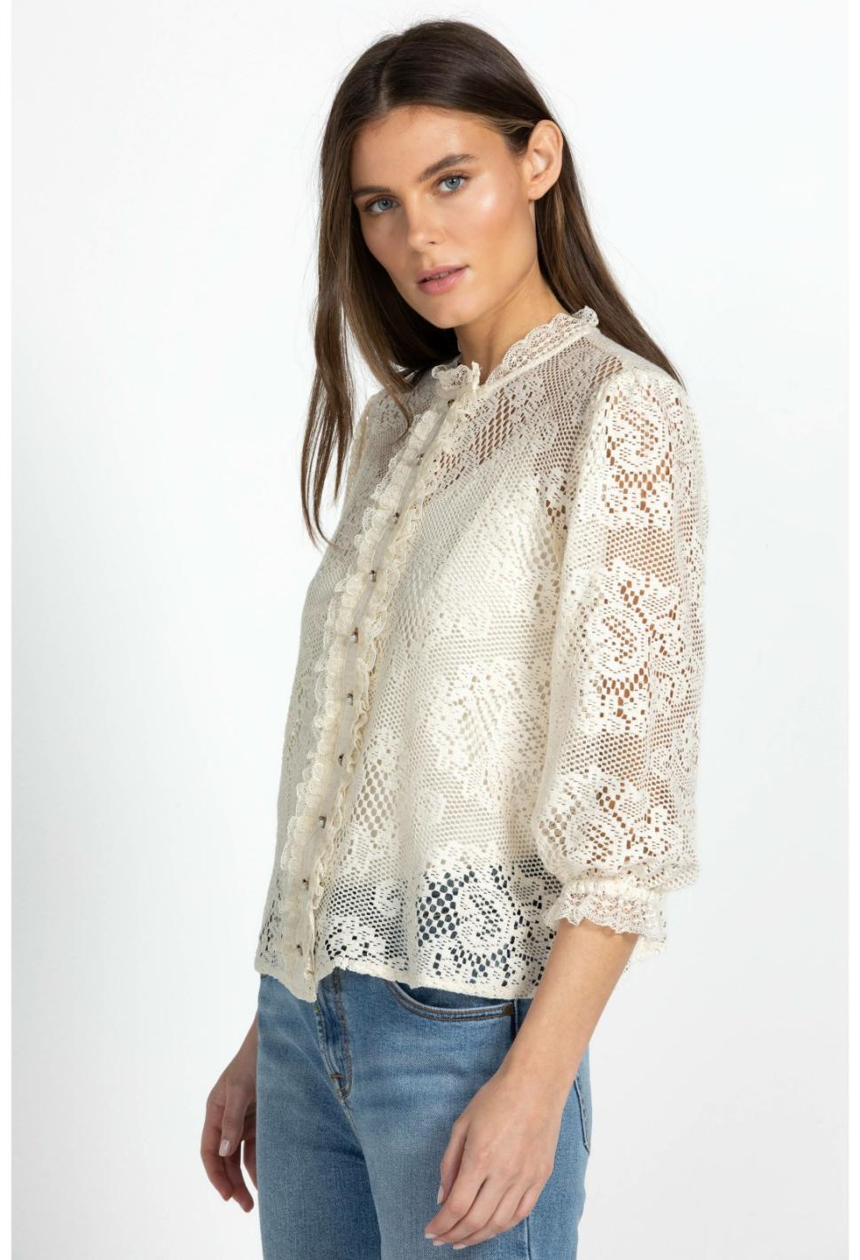 Women Tops | Johnny Was Betty Blouse Ecru