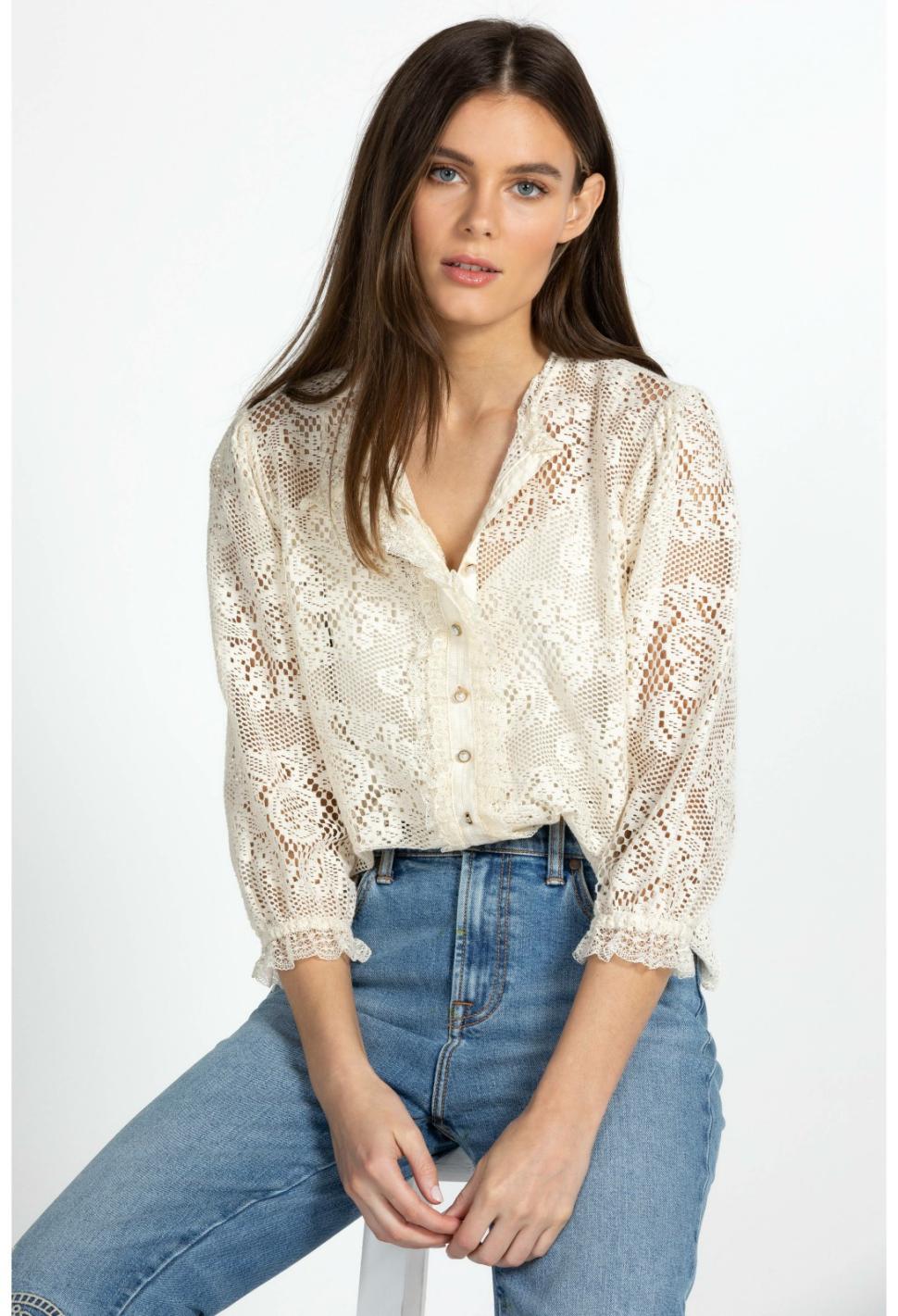 Women Tops | Johnny Was Betty Blouse Ecru