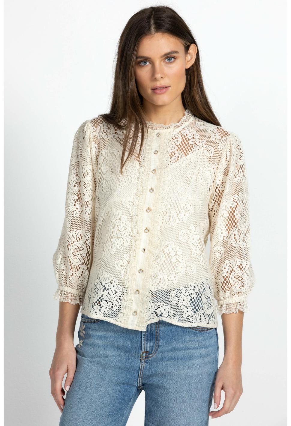 Women Tops | Johnny Was Betty Blouse Ecru