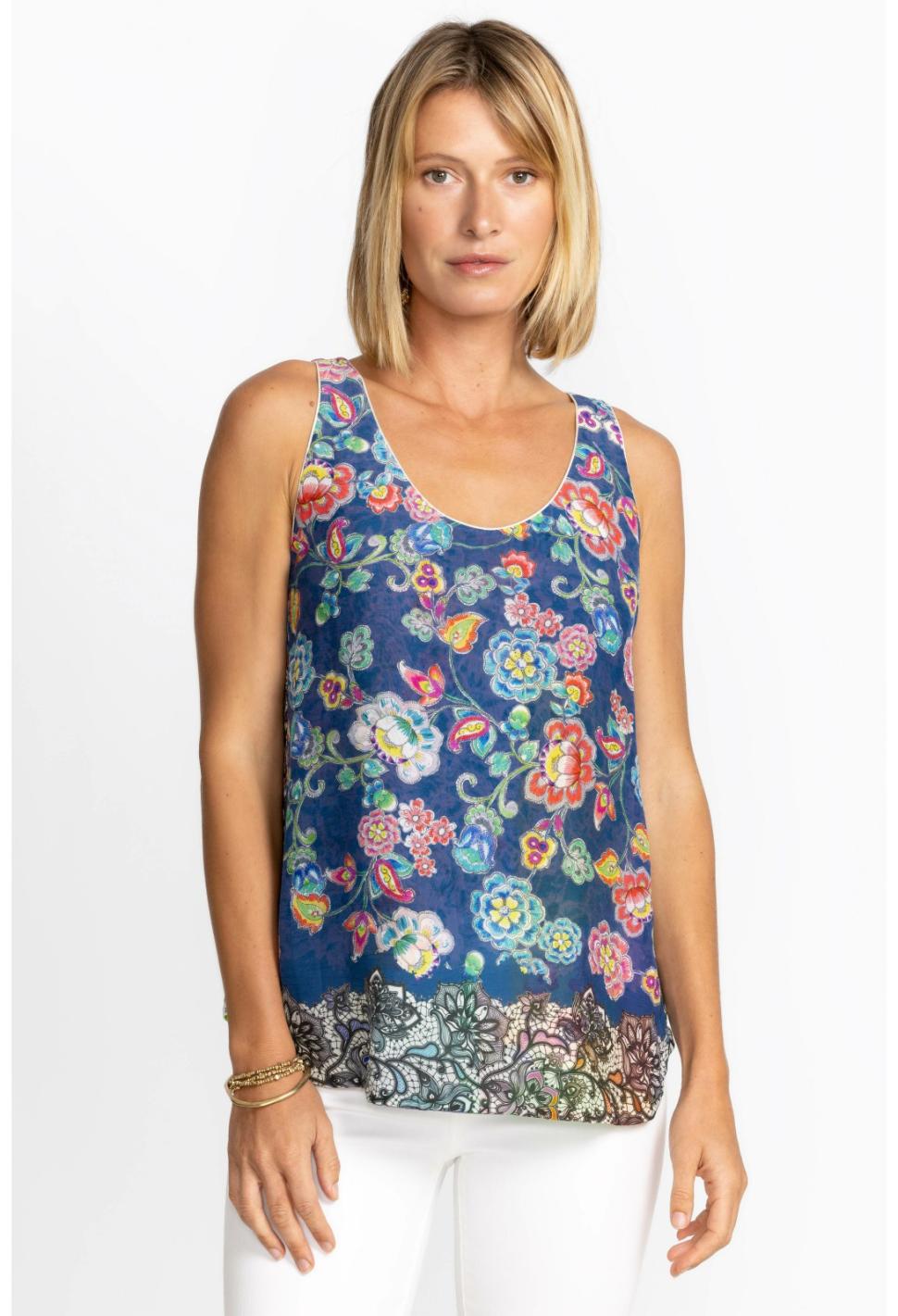 Women Tops | Johnny Was Block Mint Tank Top Peppermint