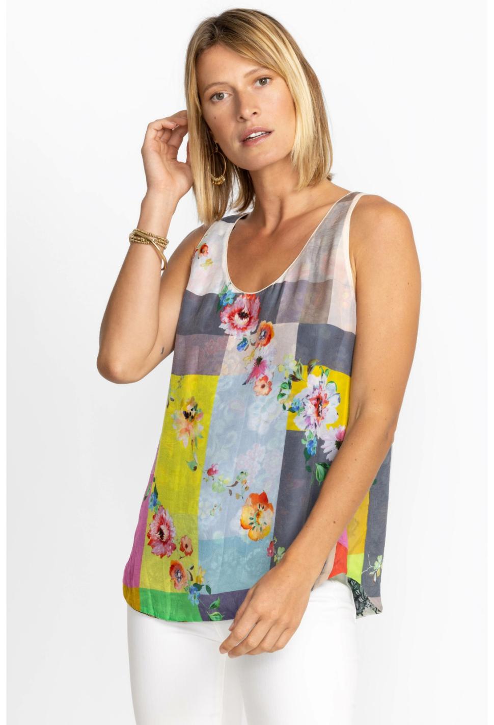 Women Tops | Johnny Was Block Mint Tank Top Peppermint