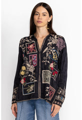 Women Tops | Johnny Was Briony Blouse Sanded Black