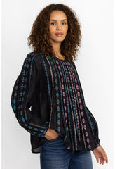 Women Tops | Johnny Was Calico Blouse Black