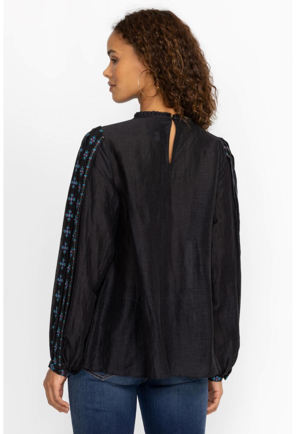 Women Tops | Johnny Was Calico Blouse Black