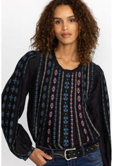 Women Tops | Johnny Was Calico Blouse Black