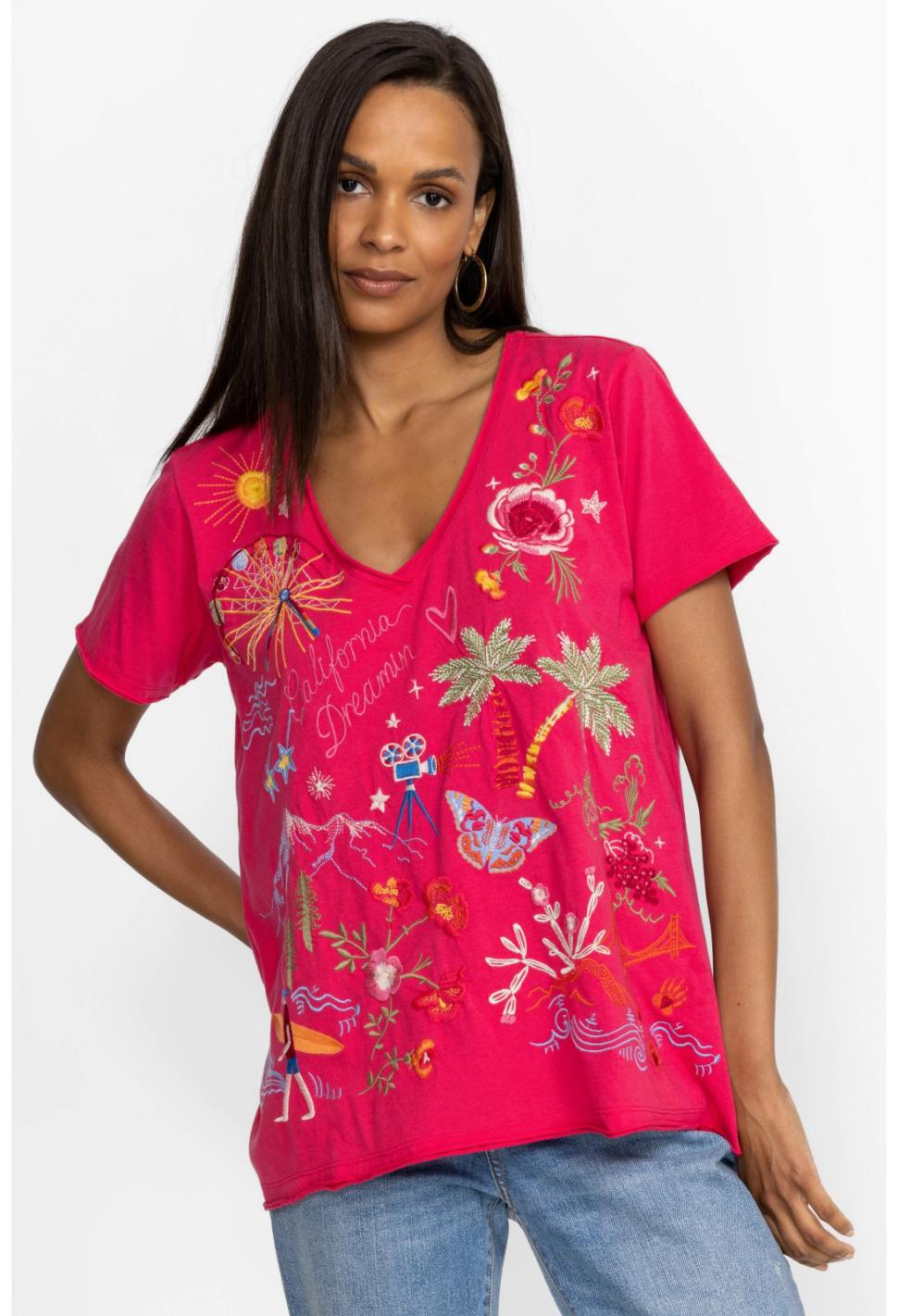 Women Tops | Johnny Was California Everyday Tee Raspberry