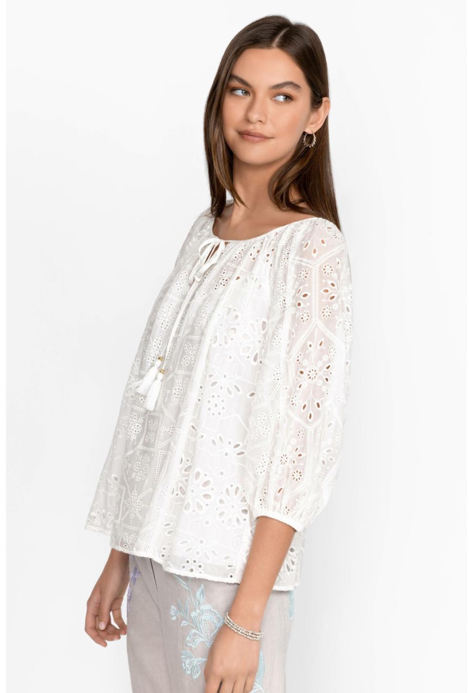 Women Tops | Johnny Was Castillo Eyelet Blouse White