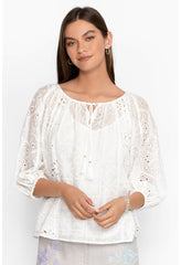 Women Tops | Johnny Was Castillo Eyelet Blouse White