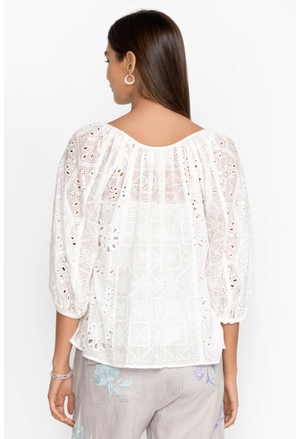 Women Tops | Johnny Was Castillo Eyelet Blouse White