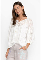 Women Tops | Johnny Was Castillo Eyelet Blouse White