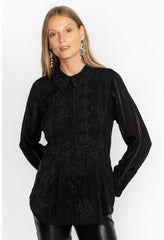 Women Tops | Johnny Was Celia Applique Shirt Black