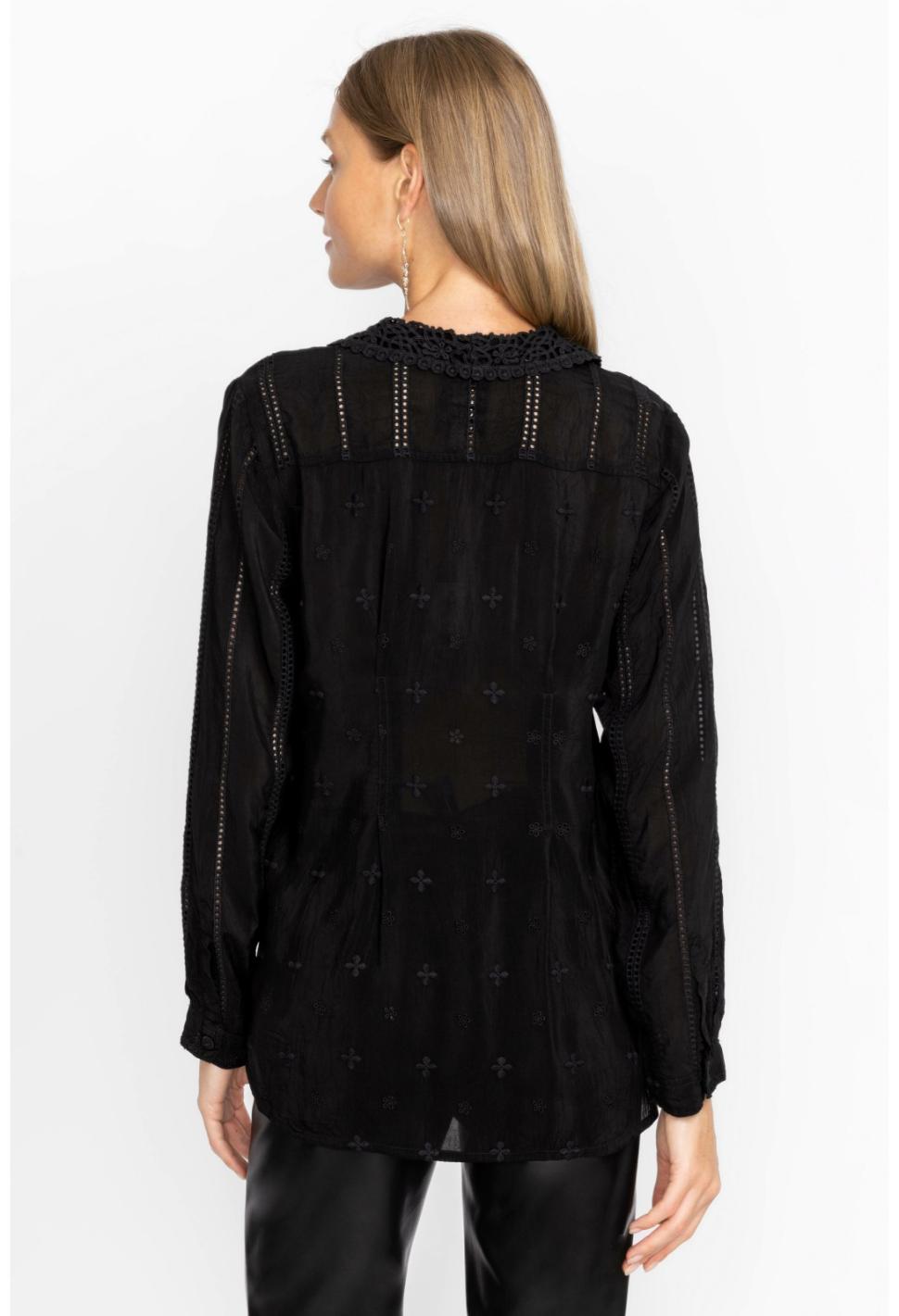 Women Tops | Johnny Was Celia Applique Shirt Black