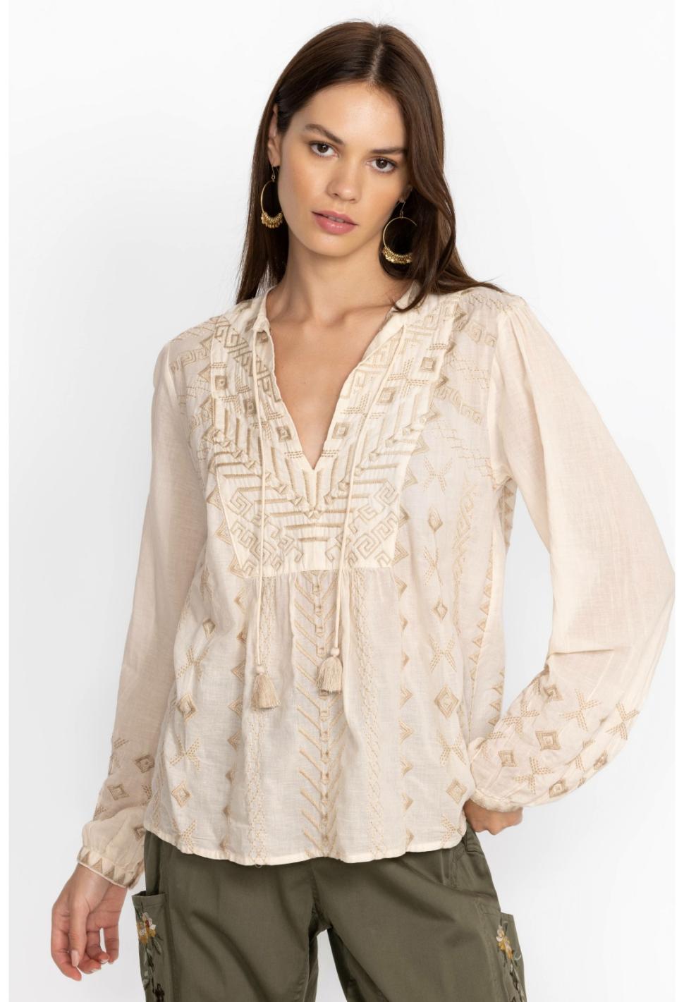 Women Tops | Johnny Was Charis Prairie Blouse Ecru