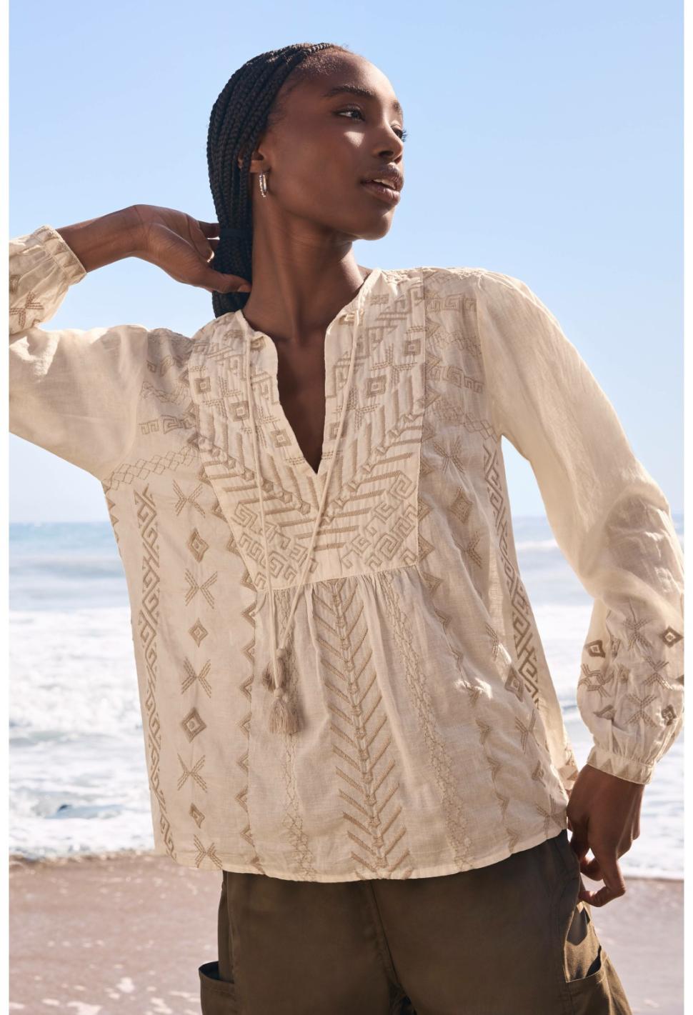 Women Tops | Johnny Was Charis Prairie Blouse Ecru