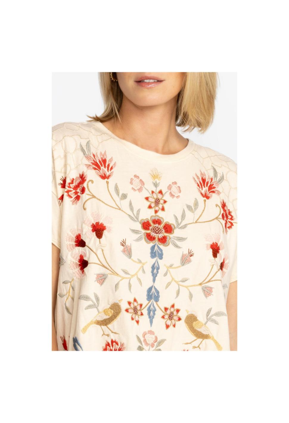 Women Tops | Johnny Was Clara Raw Detail Swing Tee Brie