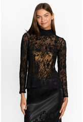 Women Tops | Johnny Was Dina Mesh Tee Black