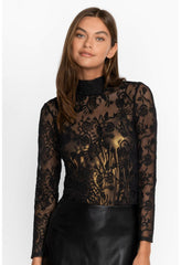 Women Tops | Johnny Was Dina Mesh Tee Black