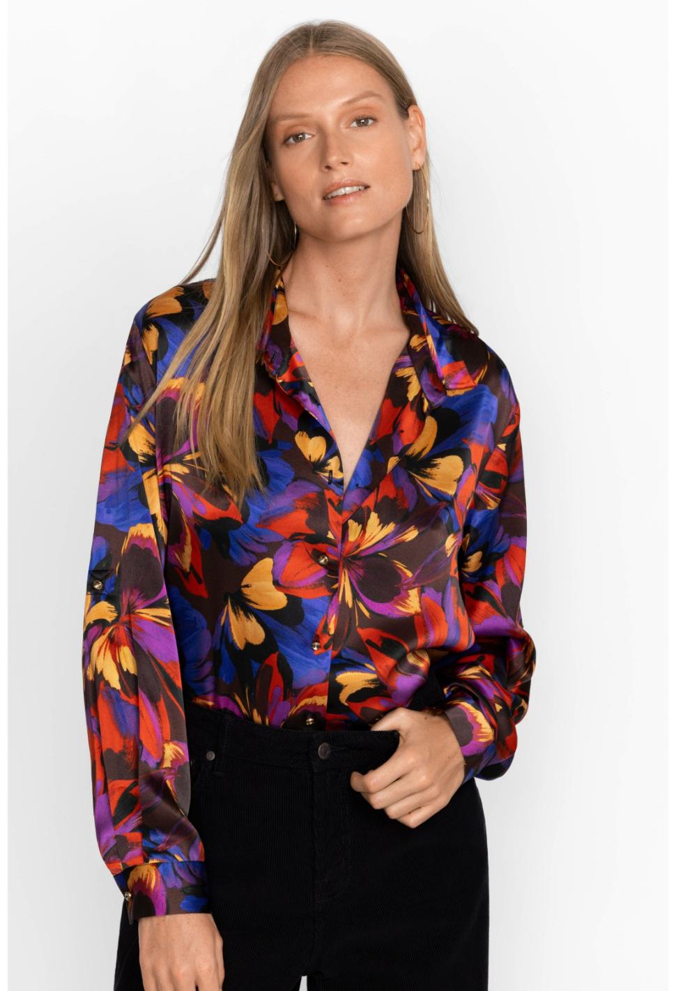 Women Tops | Johnny Was Eclipse Blooms Silk Shirt Multi