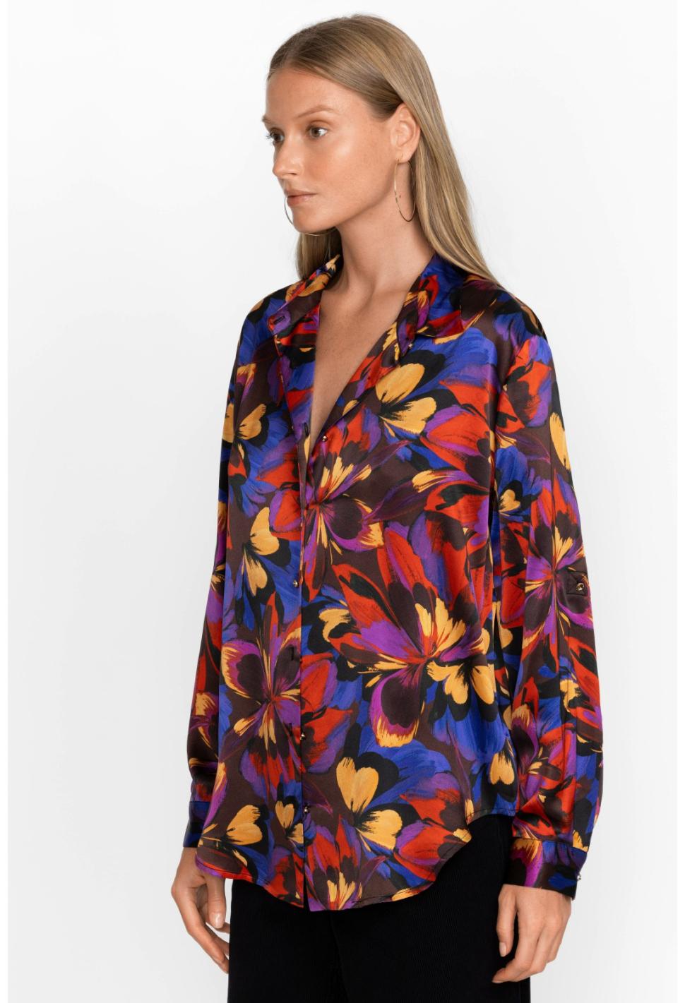 Women Tops | Johnny Was Eclipse Blooms Silk Shirt Multi