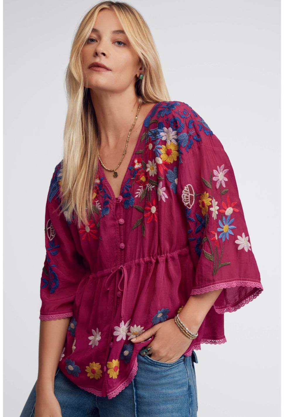 Women Tops | Johnny Was Edith Blouse Rumba Red