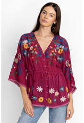 Women Tops | Johnny Was Edith Blouse Rumba Red