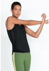 Women Tops | Johnny Was Effect Mesh Contrast Tank Jet Black
