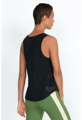 Women Tops | Johnny Was Effect Mesh Contrast Tank Jet Black