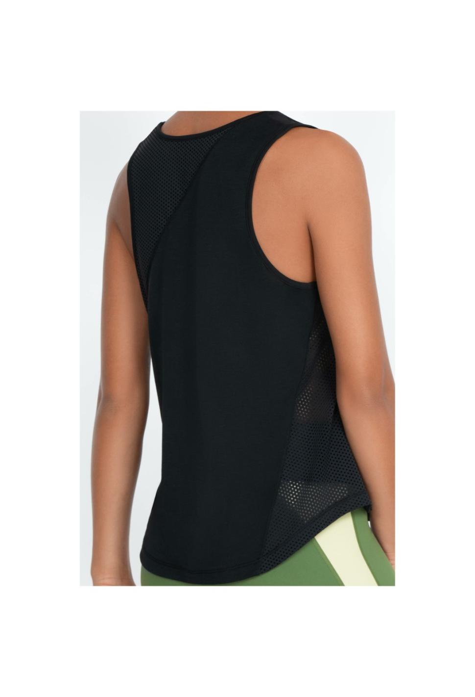 Women Tops | Johnny Was Effect Mesh Contrast Tank Jet Black